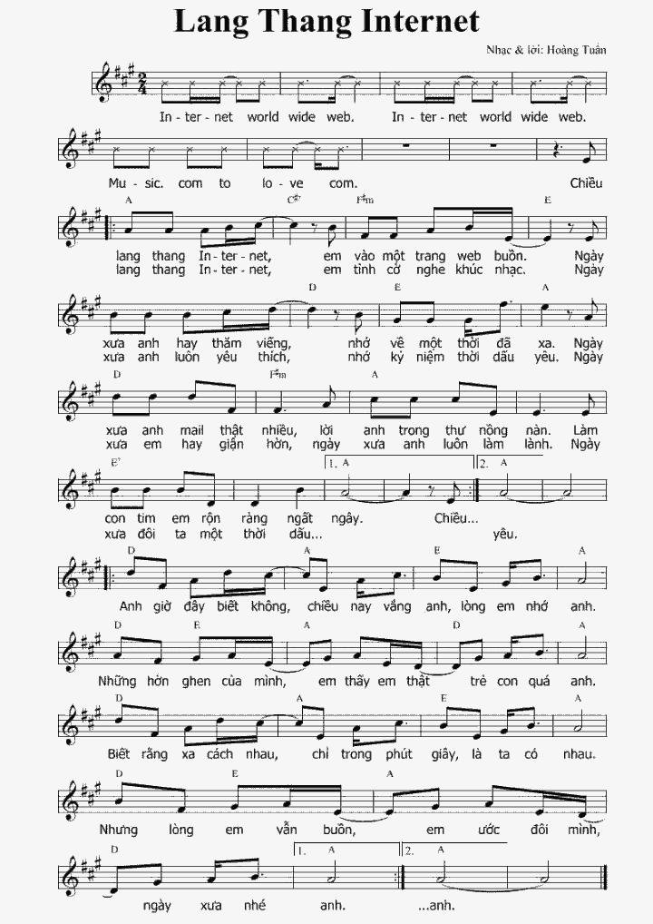 Sheet nhạc Lang Thang Internet